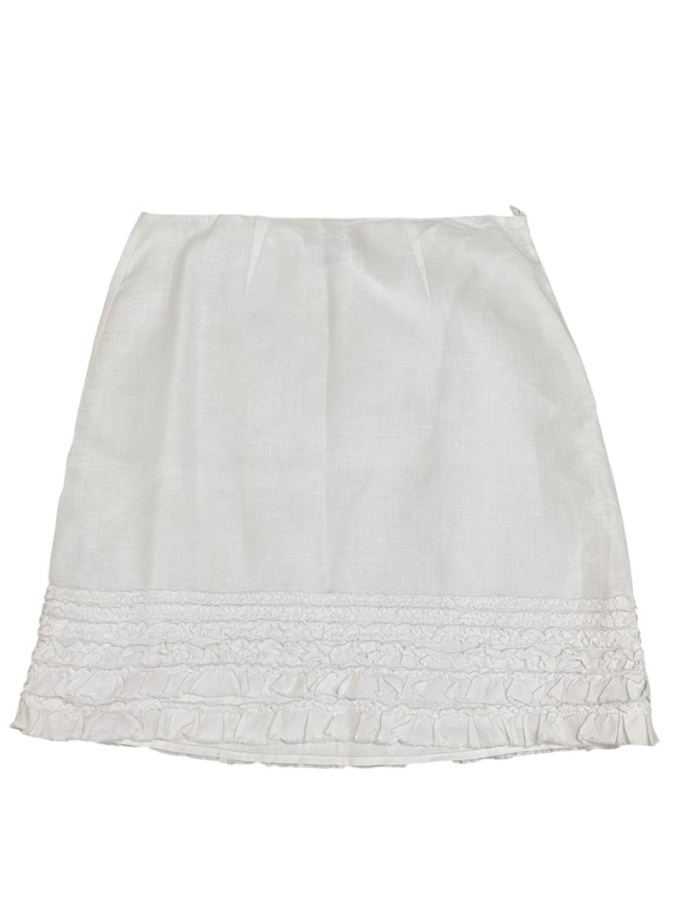 Tommy Bahama White 100% linen lined pencil skirt ruffle hem side zip size 6